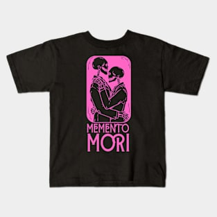 Memento Mori Pink Skeleton Kiss T-shirt Kids T-Shirt